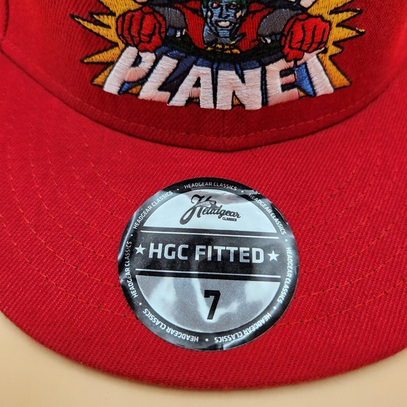 Captain Planet Hat Cap Fitted‎ Mens 7 Red Cartoon Embroidered Headgear Classics - Picture 2 of 9